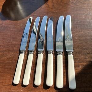 Atkinson Bros.Sheffield Dinner Knives 6 Piece ~ Stainless Steel ~ Faux Bone